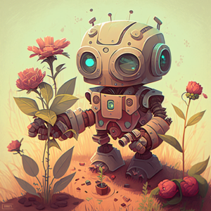 Robot gardening flowers
